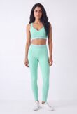Mint Striped Printed Band Gym Crop Top And Legging Set