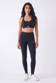 Black Contrast Piping Printed Crop Top And High Waisted Legging Set