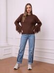 Fringe Sleeve Chunky Knitted Jumper