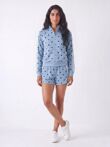 Blue Polka Dot 2 Stripe Zipped Sweatshirt With Short Set