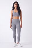 Grey Sculpting Contrast Piping Crop Top And High Waisted Legging Set