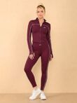 Black Striped Long Sleeve Active Top And Legging Energy Gym Set
