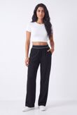 Black Elasticated Banded Waist Relaxed Fit Wide Leg Pant Pre-Order