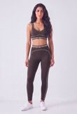 Brown Striped Printed Band Gym Crop Top And Legging Set