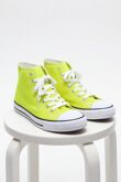 Lemon Canvas High Top White Lace Up Trainers