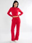 Red Corset Fit Sweatshirt With Straight Leg Trouser