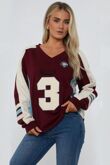 Wine Oversized Athletic Slogan Varsity Sweatshirt