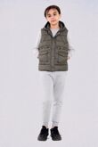 Girls Black Pocket Front Puffer Gilet