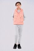 Girls Pink Pocket Front Puffer Gilet