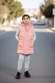 Girls Pink Pocket Front Puffer Gilet