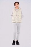 Girls Beige Pocket Front Puffer Gilet