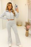 Bleach Grey Zip Collar Top With Boot Leg Trouser