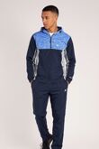 Navy Colorblock Zip Front Hooded Jacket With Tapered Jogger Set