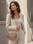 Gold Chain Monogram Crossbody Shoulder Bag