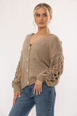 Braided Sleeve Detailed Buttoned Cardigans