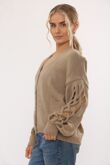 Braided Sleeve Detailed Buttoned Cardigans
