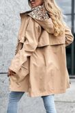 Beige Leopard Patch Reversible Windbreaker Jacket