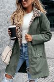 Khaki Leopard Patch Reversible Windbreaker Jacket