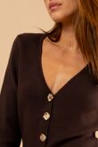 Chocolate Rose Gold Button Up V-Neck Cardigans