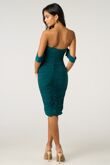 Emerald Green Draped Strapless Midi Dress
