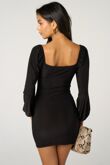 Black Balloon Sleeves Bodycon Mini Dress