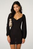 Black Balloon Sleeves Bodycon Mini Dress