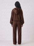 Zip Up T-shirt Lounge Co-ord Set with Wide-Leg Trousers