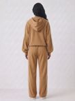 Zip Up T-shirt Lounge Co-ord Set with Wide-Leg Trousers