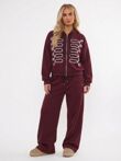 Hooded Cable Embroidered Zip-Up Detail Jogger Tracksuit Set