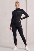 Black Striped Long Sleeve Active Top And Legging Energy Gym Set