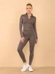 Hot Pink Striped Long Sleeve Active Top And Legging Energy Gym Set
