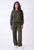 Burgundy Eye Patch Sweatshirt & Drawstring Wide-Leg Pants Co-Ord Set