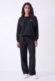 Burgundy Eye Patch Sweatshirt & Drawstring Wide-Leg Pants Co-Ord Set