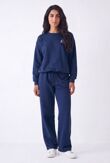 Burgundy Eye Patch Sweatshirt & Drawstring Wide-Leg Pants Co-Ord Set