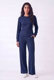 Long Sleeve Ruched Side Top With Single Seam Trouser