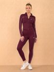 Navy Printed Striped Long Sleeve Active Top And Legging Energy Gym Set