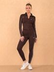 Black Printed Striped Long Sleeve Active Top And Legging Energy Gym Set