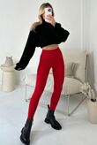 Red High Waist Ribbed Gym Legging