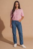 Pink Jersey Knit Short Sleeve Fisherman Cardigan