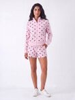 Pink Polka Dot 2 Stripe Zipped Sweatshirt With Short Set