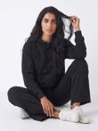 Black Butterfly Embossed Hoodie Straight Leg Jogger