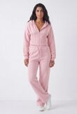 Pink Ribbed Corset Fit Hoodie With Straight Leg Trouser