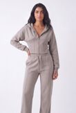 Dove Grey Ribbed Corset Fit Hoodie With Straight Leg Trouser