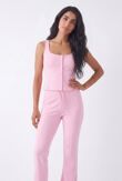 Pink Interlock Molly Button Tank Top With Flare Trouser