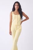 Butter Yellow Interlock Molly Button Tank Top With Flare Trouser