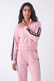 Pink Interlock 2 Stripe Sweatshirt With Wide Leg Trouser