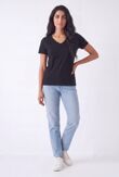 Black Basic V Neck Tee