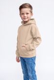 Beige Kids Casual Fleece Pullover Plain Hoodie