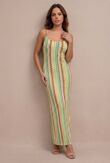 Sleeveless Spaghetti Strap Zig Zag Print Maxi Dress