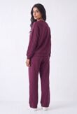 Burgundy Eye Patch Sweatshirt & Drawstring Wide-Leg Pants Co-Ord Set